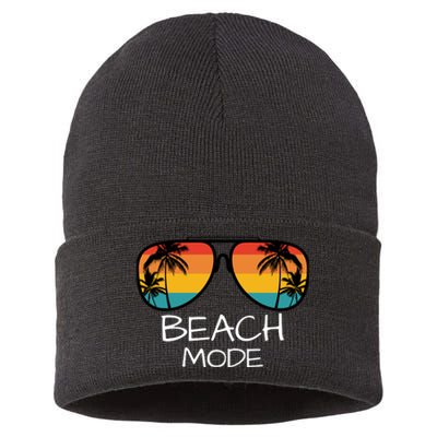 Beach Mode Vacy Mode Beach Life Vintage Sunset Beach Trip Sustainable Knit Beanie