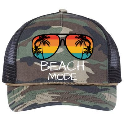 Beach Mode Vacy Mode Beach Life Vintage Sunset Beach Trip Retro Rope Trucker Hat Cap