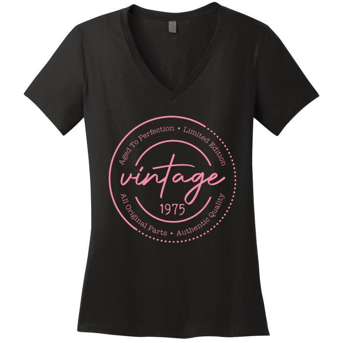 Birthday Mom Vintage 1975 Birthday Mom Gift 48th Birthday Women's V-Neck T-Shirt