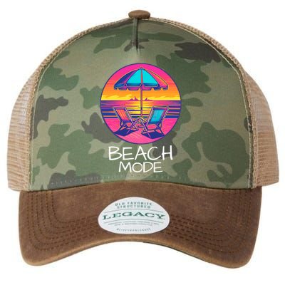 Beach Mode Vacy Mode Beach Life Vacation Mode Vintage Sunset Beach Trip Legacy Tie Dye Trucker Hat