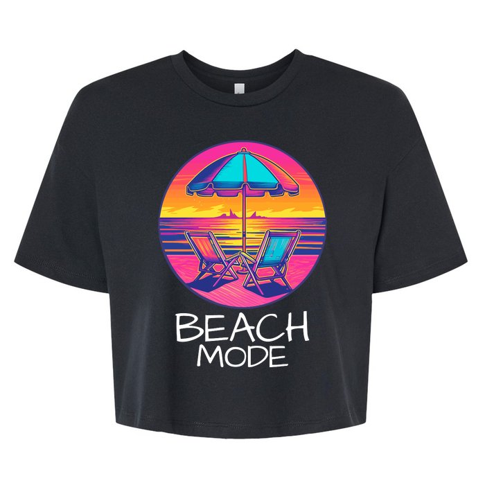 Beach Mode Vacy Mode Beach Life Vacation Mode Vintage Sunset Beach Trip Bella+Canvas Jersey Crop Tee