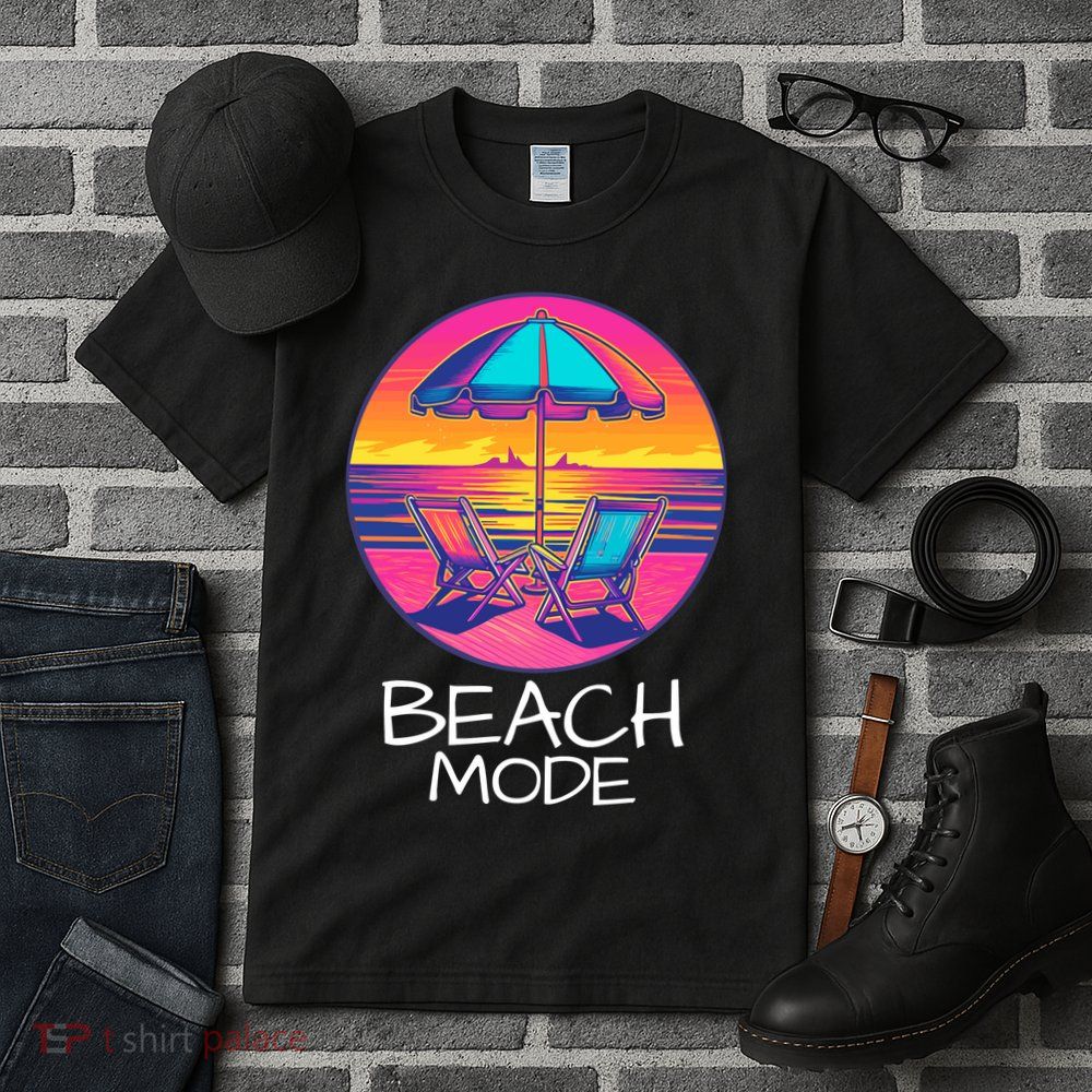 Beach Mode Vacy Mode Beach Life Vacation Mode Vintage Sunset Beach Trip Tall T-Shirt