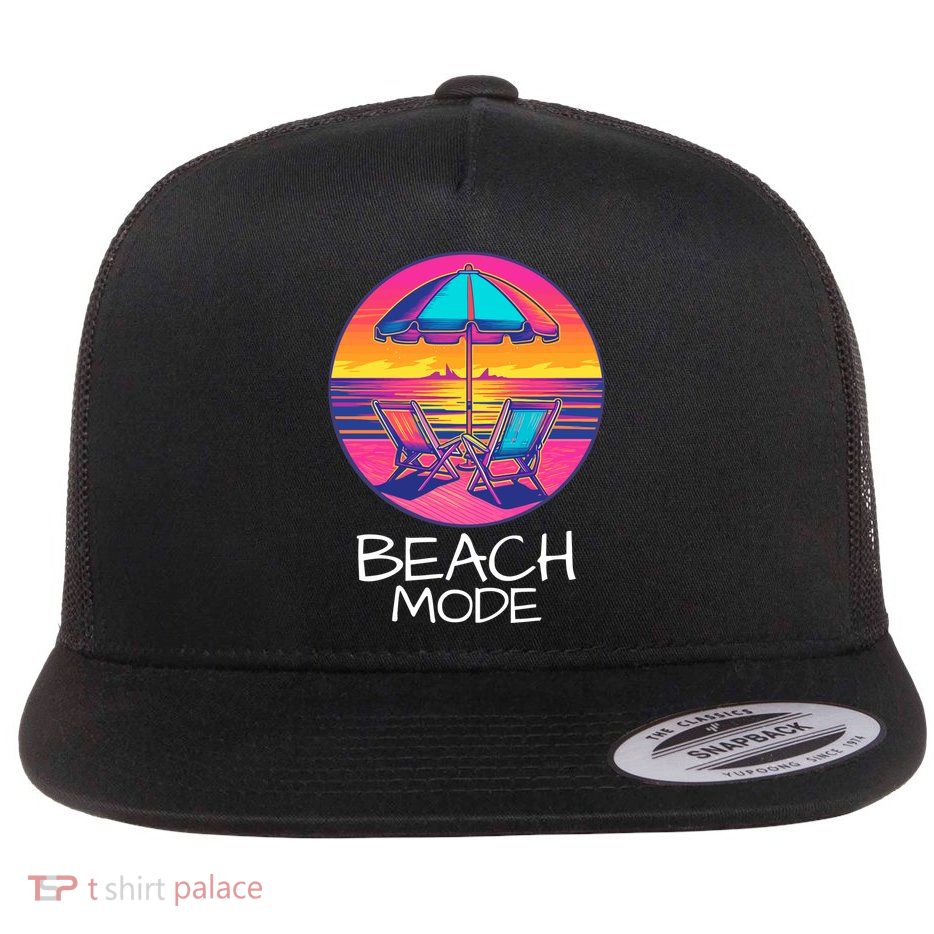 Beach Mode Vacy Mode Beach Life Vacation Mode Vintage Sunset Beach Trip Flatbill Hat