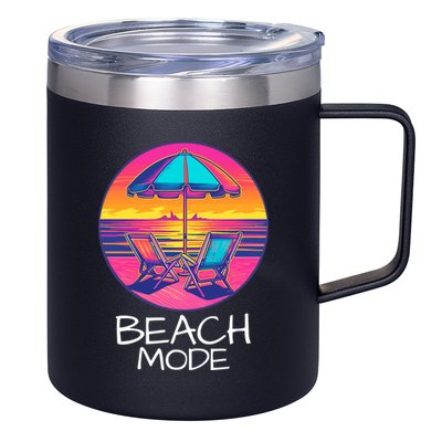 Beach Mode Vacy Mode Beach Life Vacation Mode Vintage Sunset Beach Trip 12oz Stainless Steel Coffee Mug