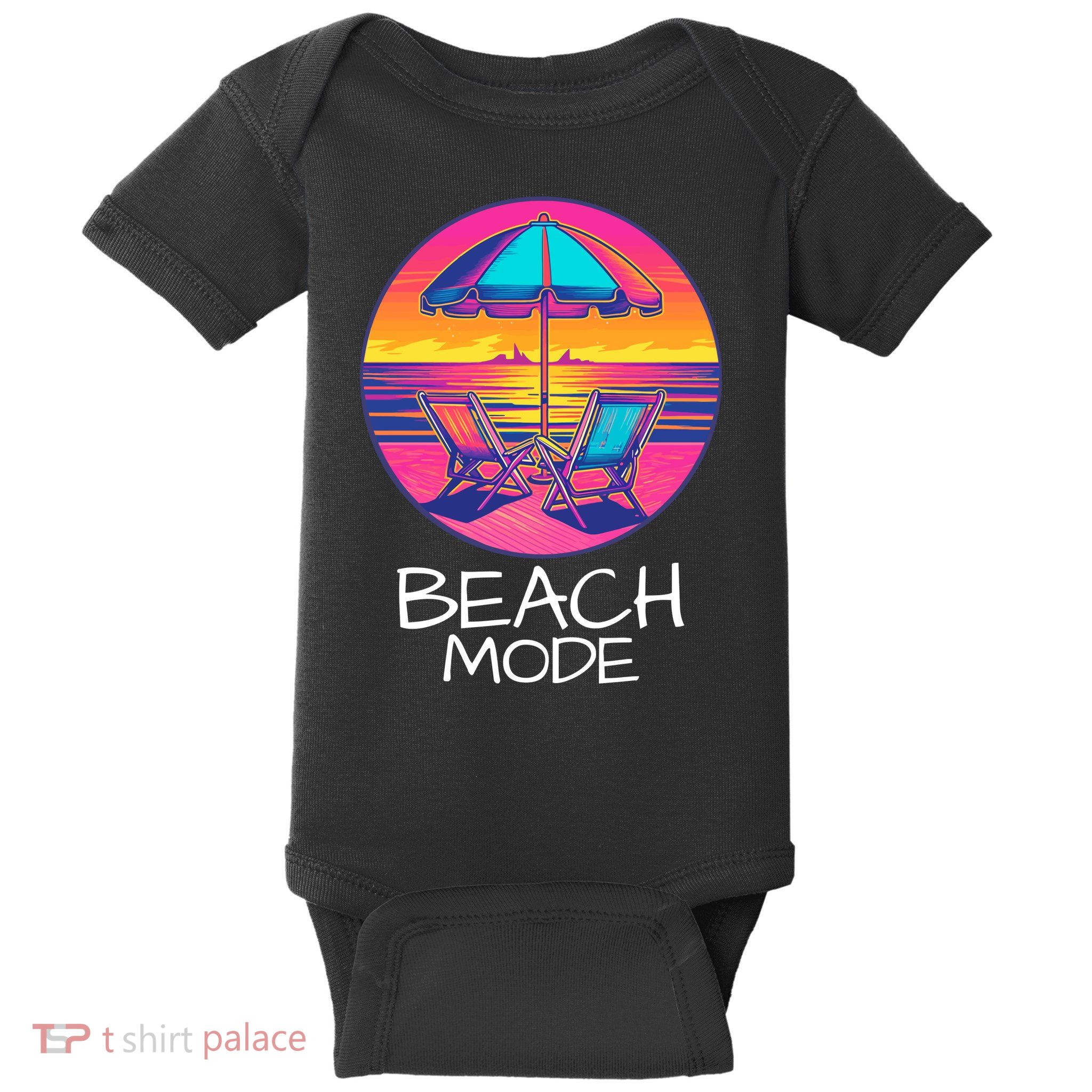 Beach Mode Vacy Mode Beach Life Vacation Mode Vintage Sunset Beach Trip Baby Bodysuit