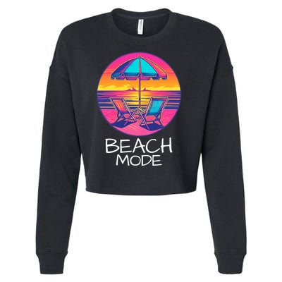 Beach Mode Vacy Mode Beach Life Vacation Mode Vintage Sunset Beach Trip Cropped Pullover Crew
