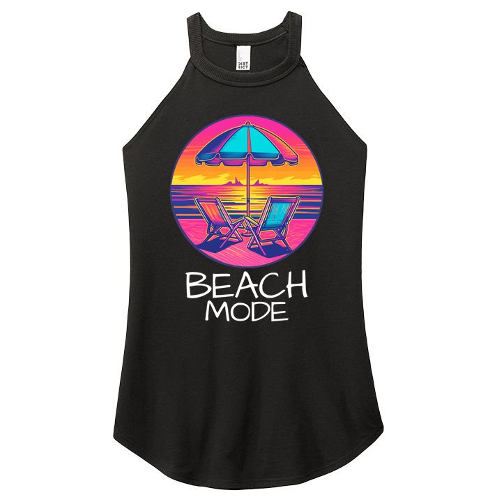 Beach Mode Vacy Mode Beach Life Vacation Mode Vintage Sunset Beach Trip Women's Perfect Tri Rocker Tank