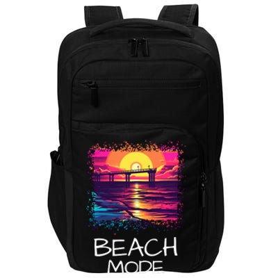 Beach Mode Vacy Mode Beach Life Vacation Mode Vintage Sunset Beach Trip Impact Tech Backpack