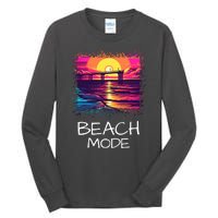 Beach Mode Vacy Mode Beach Life Vacation Mode Vintage Sunset Beach Trip Tall Long Sleeve T-Shirt