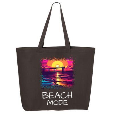 Beach Mode Vacy Mode Beach Life Vacation Mode Vintage Sunset Beach Trip 25L Jumbo Tote