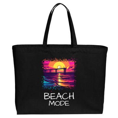 Beach Mode Vacy Mode Beach Life Vacation Mode Vintage Sunset Beach Trip Cotton Canvas Jumbo Tote