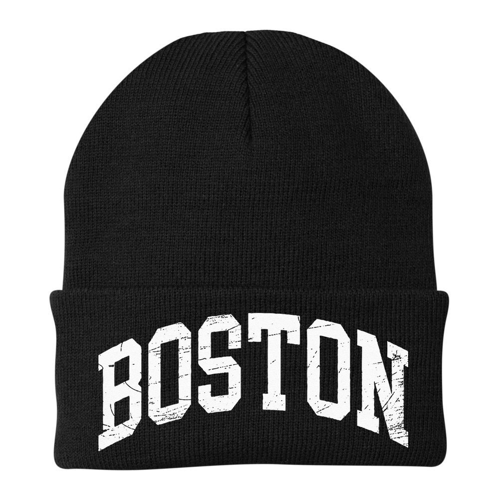 Boston Massachusetts Vintage Distressed Worn Design Beanie
