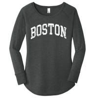 Boston Massachusetts Vintage Distressed Worn Design Women's Perfect Tri Tunic Long Sleeve Shirt