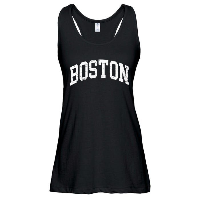 Boston Massachusetts Vintage Distressed Worn Design Ladies Essential Flowy Tank