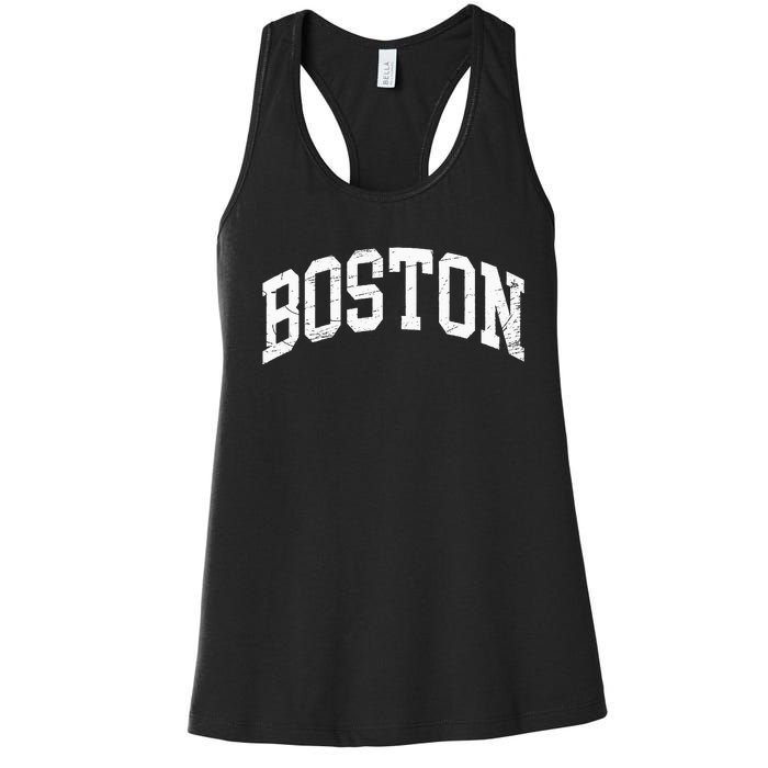 Boston Massachusetts Vintage Distressed Worn Design Women's Racerback Tank