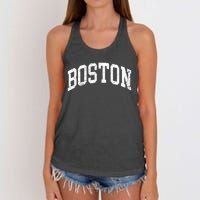 Boston Massachusetts Vintage Distressed Worn Design Women's Knotted Racerback Tank