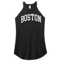 Boston Massachusetts Vintage Distressed Worn Design Women's Perfect Tri Rocker Tank