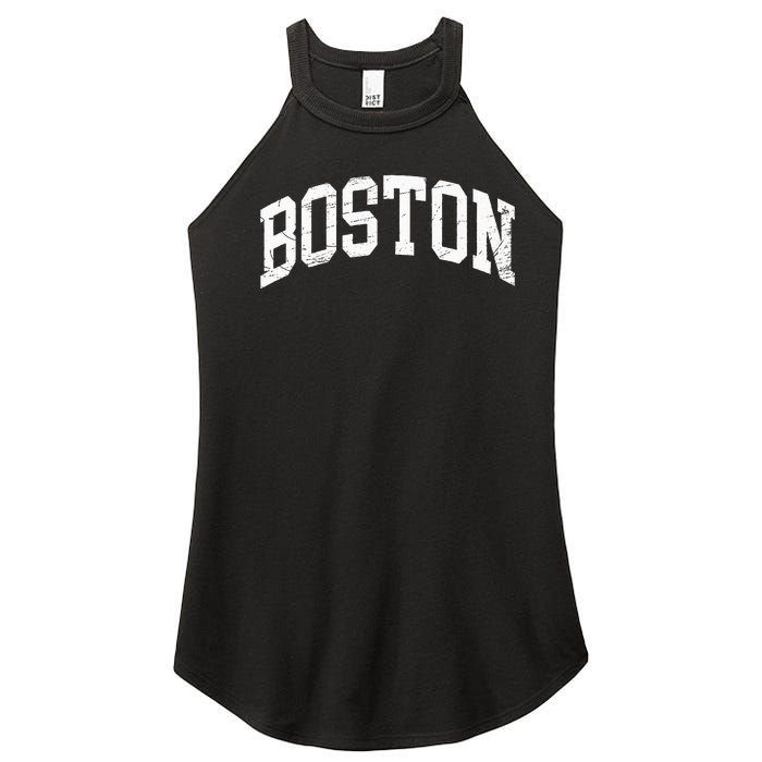 Boston Massachusetts Vintage Distressed Worn Design Women's Perfect Tri Rocker Tank