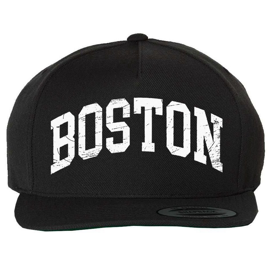 Boston Massachusetts Vintage Distressed Worn Design Wool Snapback Cap