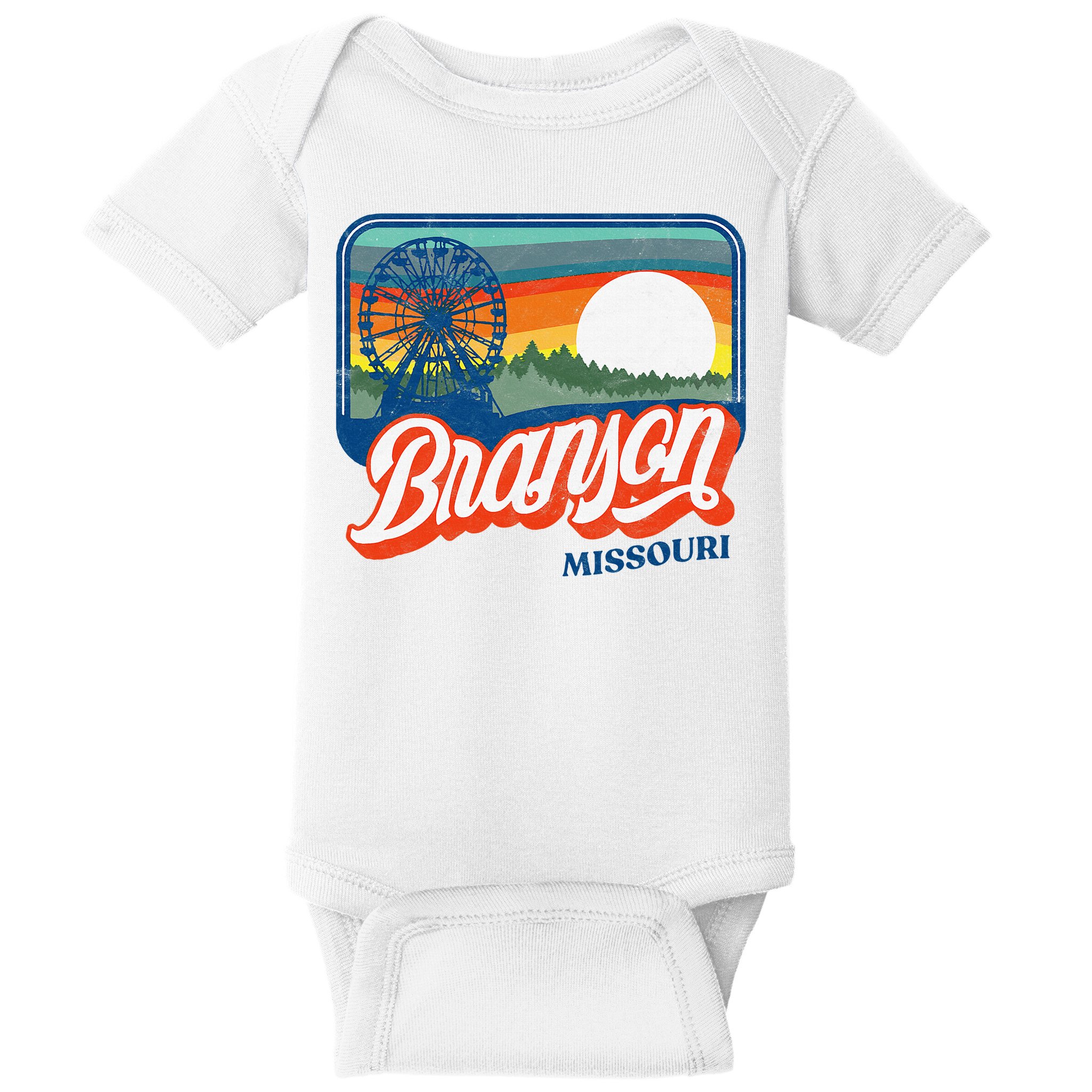 Branson Missouri Vintage 80s Style Retro Distressed Baby Bodysuit
