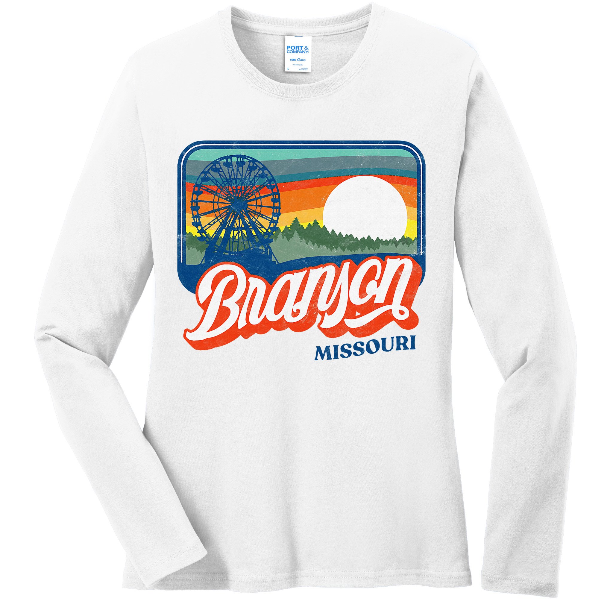 Branson Missouri Vintage 80s Style Retro Distressed Ladies Long Sleeve Shirt