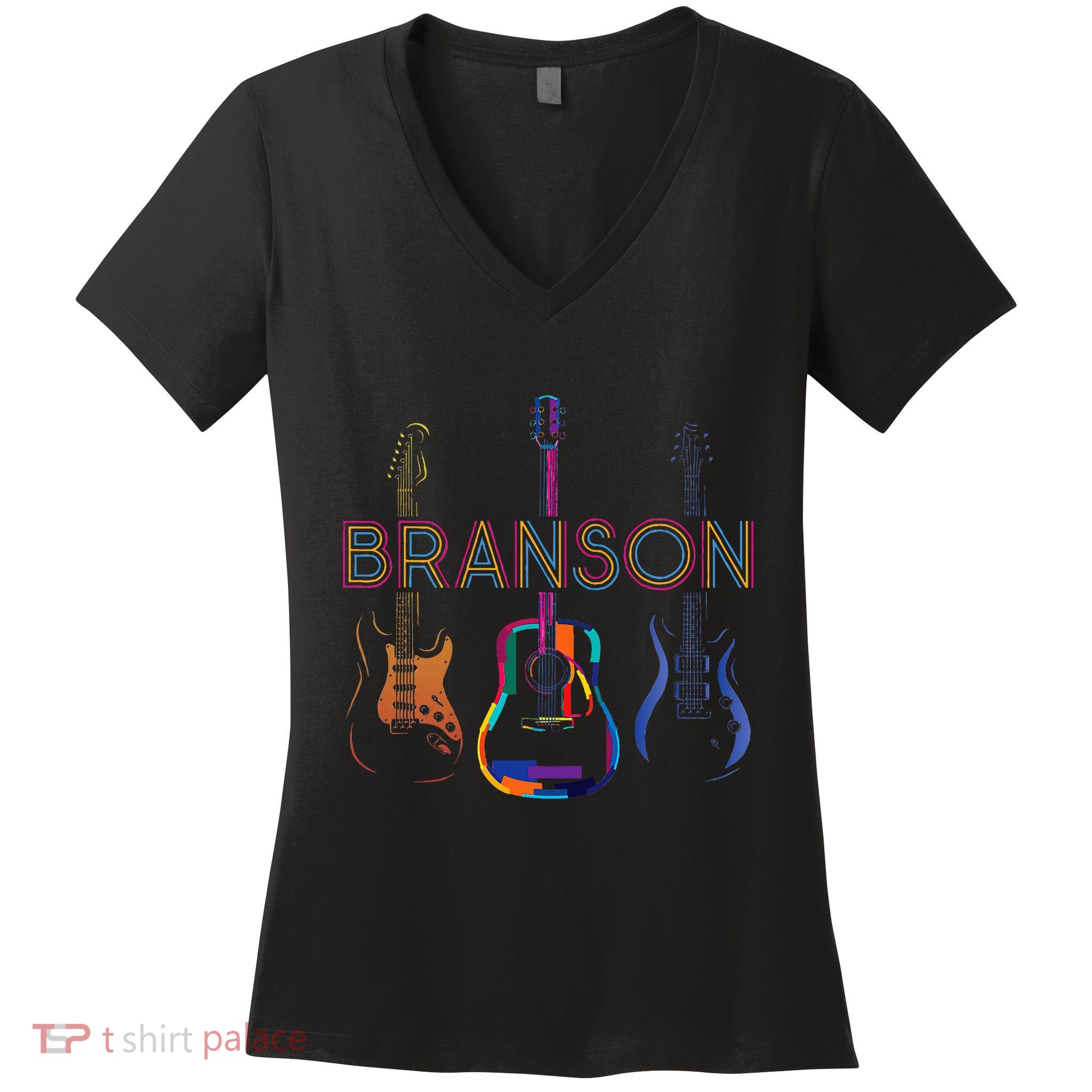Branson Missouri Vacation Music Guitar Souvenir Women's V-Neck T-Shirt