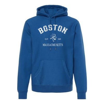 Boston Massachusetts Vintage Shamrock Sport St Patrick's Day Gift Premium Hoodie