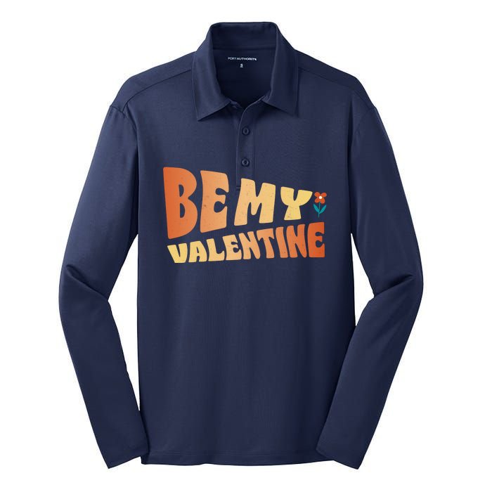 Be My Valentine Floral Cute Gift Silk Touch Performance Long Sleeve Polo