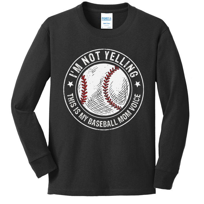 Baseball Mom Voice Funny Baseball Mama Mother's Day Kids Long Sleeve Shirt