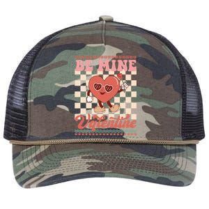 Be Mine Valentine Funny Gift For Valentine's Day Retro Rope Trucker Hat Cap