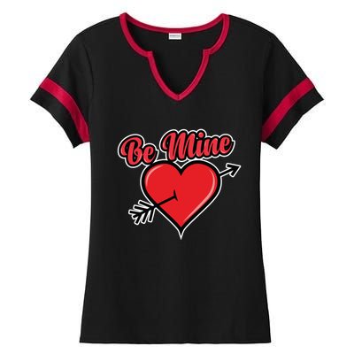 Be Mine Valentine's Day I Cute Heart I Be Mine Funny Gift Ladies Halftime Notch Neck Tee