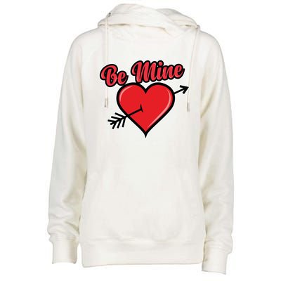 Be Mine Valentine's Day I Cute Heart I Be Mine Funny Gift Womens Funnel Neck Pullover Hood