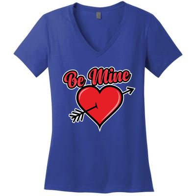 Be Mine Valentine's Day I Cute Heart I Be Mine Funny Gift Women's V-Neck T-Shirt