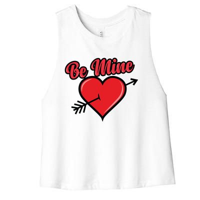 Be Mine Valentine's Day I Cute Heart I Be Mine Funny Gift Women's Racerback Cropped Tank