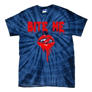 Bite Me Vampire Lover Dripping Blood Spooky Halloween Lover Tie-Dye T-Shirt