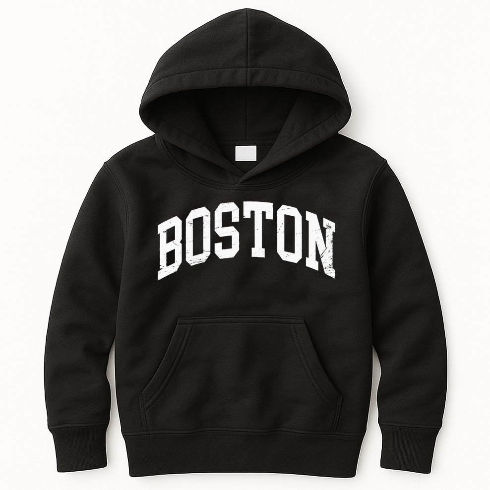 Boston Massachusetts Vintage Distressed Worn Kids Hoodie