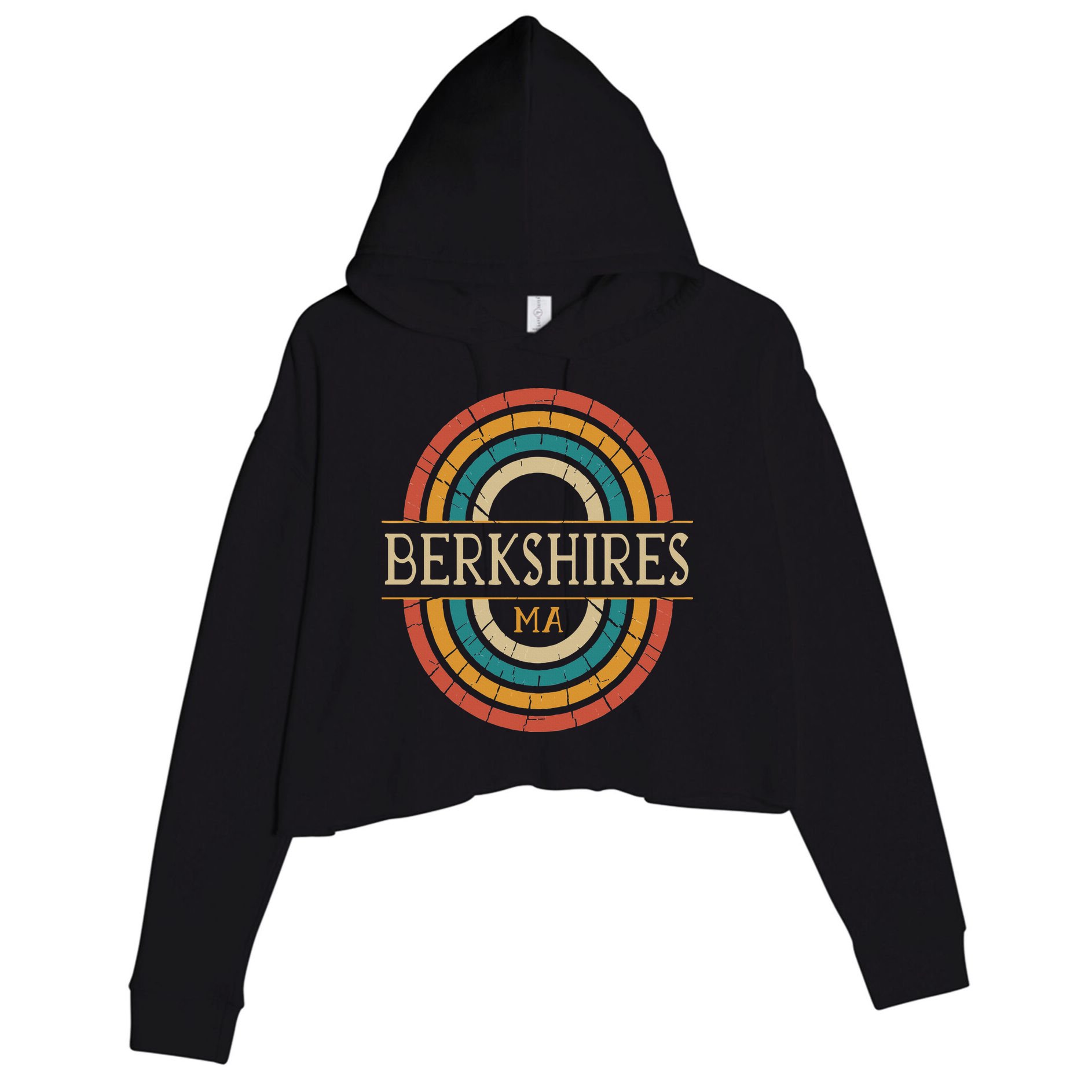 Berkshires Massachusetts Vintage Ma Retro Home State Crop Fleece Hoodie