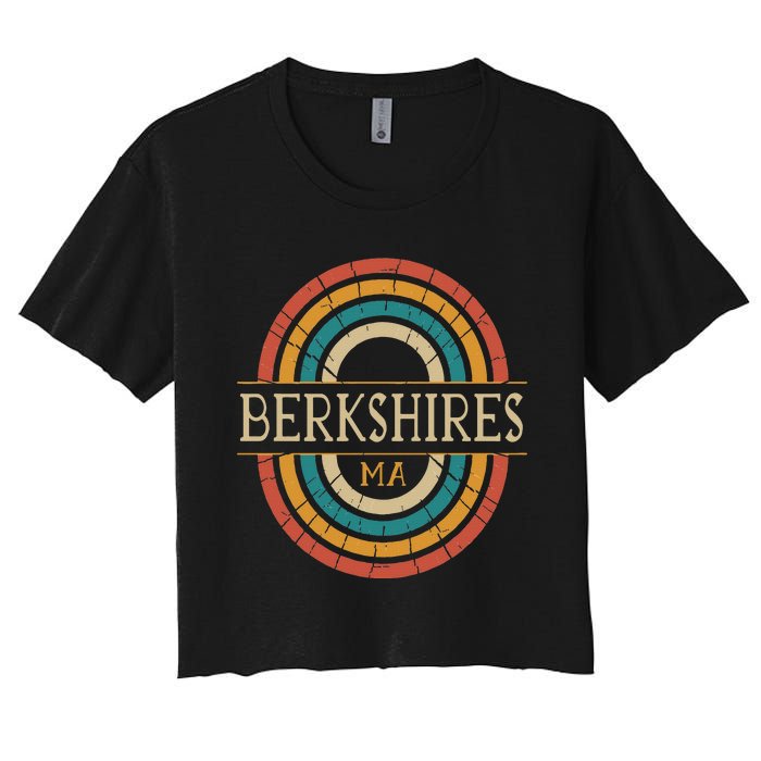 Berkshires Massachusetts Vintage Ma Retro Home State Women's Crop Top Tee