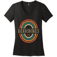 Berkshires Massachusetts Vintage Ma Retro Home State Women's V-Neck T-Shirt