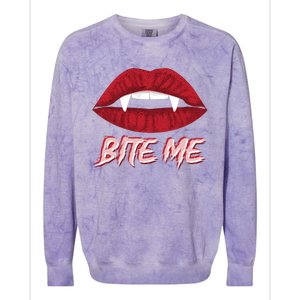 Bite Me Vampire Fangs Diy Halloween For Aspiring Dracula Funny Gift Colorblast Crewneck Sweatshirt