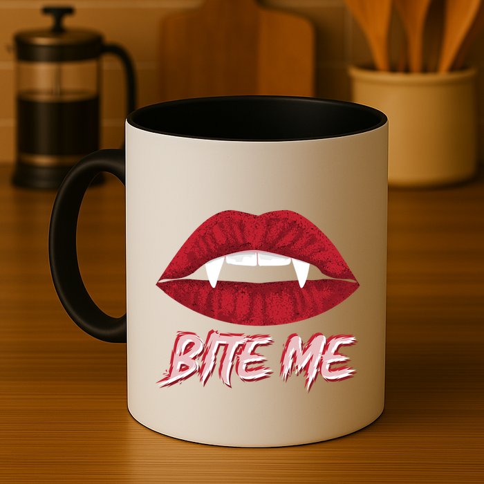 Bite Me Vampire Fangs Diy Halloween For Aspiring Dracula Funny Gift Mug