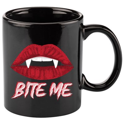 Bite Me Vampire Fangs Diy Halloween For Aspiring Dracula Funny Gift 11oz C Handle Ceramic Mug