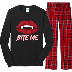 Bite Me Vampire Fangs Diy Halloween For Aspiring Dracula Funny Gift Long Sleeve Pajama Set