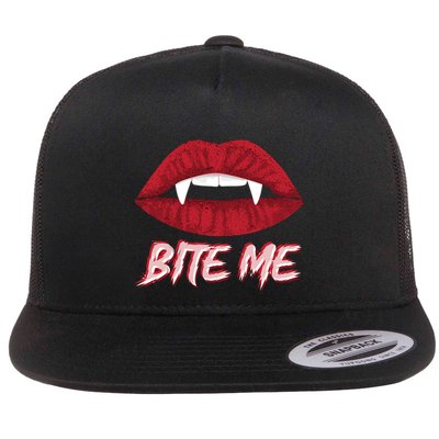 Bite Me Vampire Fangs Diy Halloween For Aspiring Dracula Funny Gift Flatbill Hat