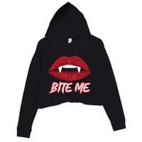 Bite Me Vampire Fangs Diy Halloween For Aspiring Dracula Funny Gift Crop Fleece Hoodie