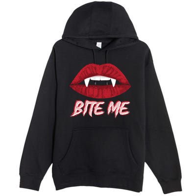 Bite Me Vampire Fangs Diy Halloween For Aspiring Dracula Funny Gift Premium Pullover Hoodie