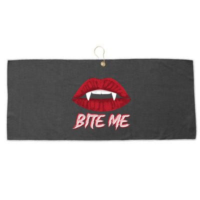 Bite Me Vampire Fangs Diy Halloween For Aspiring Dracula Funny Gift Large Microfiber Waffle Golf Towel
