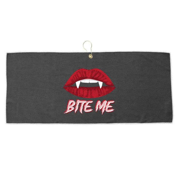 Bite Me Vampire Fangs Diy Halloween For Aspiring Dracula Funny Gift Large Microfiber Waffle Golf Towel