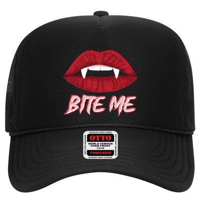 Bite Me Vampire Fangs Diy Halloween For Aspiring Dracula Funny Gift Trucker Hat