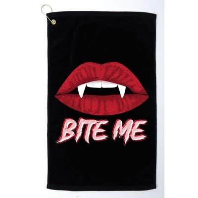 Bite Me Vampire Fangs Diy Halloween For Aspiring Dracula Funny Gift Golf Towel